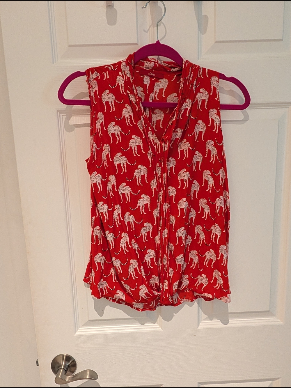 Red Sleeveless Printed Blouse - Brand S'Oliver